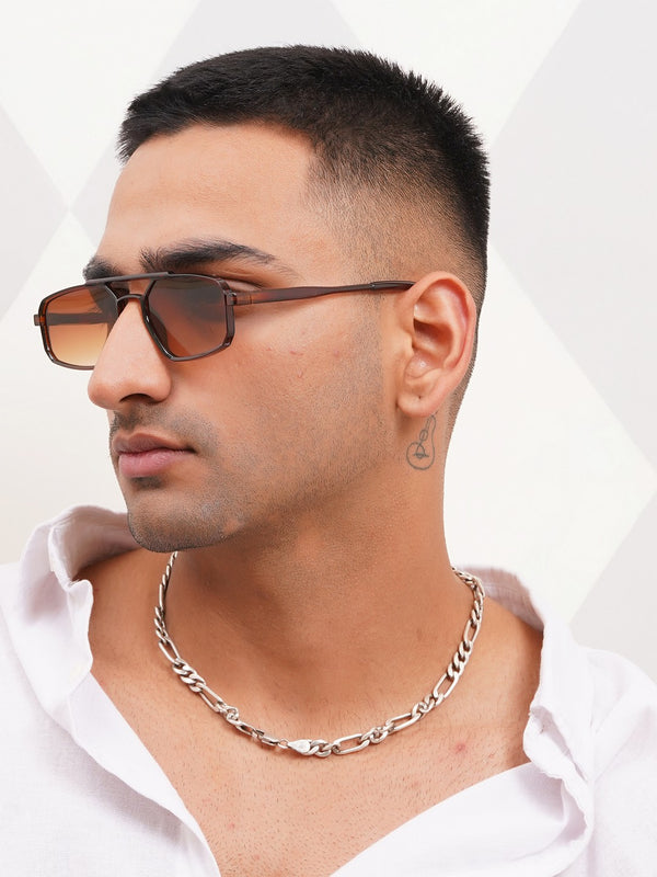 Celebrity Brown Retro-Square Plastic Sunglasses For Men CLSN25-82820-02