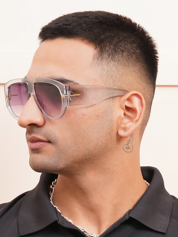 Celebrity Grey Oversized Plastic Sunglasses For Men CLSN25-V696-04
