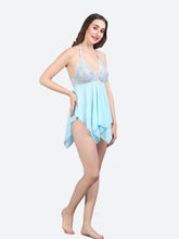 Fleurt Sky Blue Power Net Honey Moon Dress Dress for Women HOBF-138-S.BL