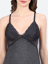 Fleurt Grey-Black Forbe Lycra Premium Baby Doll Dress for Women HOBF-BD-1062-G.BK