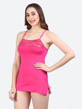 Fleurt Rose Pink Forbe Lycra Baby Doll Dress for Women HOBF-BD-0121-R.PK