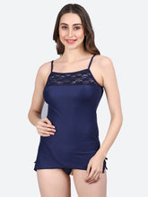 Fleurt Royal Blue Forbe Lycra Baby Doll Dress for Women HOBF-BD-0121-R.BL