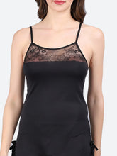 Fleurt Black Forbe Lycra Baby Doll Dress for Women HOBF-BD-0121-BK