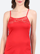 Fleurt Red Forbe Lycra Baby Doll Dress for Women HOBF-BD-0121-RD