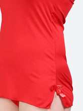 Fleurt Red Forbe Lycra Baby Doll Dress for Women HOBF-BD-0121-RD