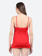 Fleurt Red Forbe Lycra Baby Doll Dress for Women HOBF-BD-0121-RD