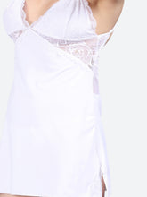 Fleurt White Forbe Lycra Premium Baby Doll Dress for Women HOBF-BD-1062-WH