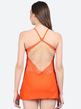 Fleurt Orange Forbe Lycra Premium Baby Doll Dress for Women HOBF-BD-1062-OR