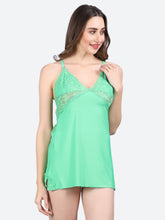 Fleurt Green Forbe Lycra Premium Baby Doll Dress for Women HOBF-BD-1062-GR
