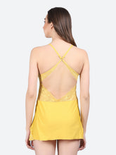 Fleurt Yellow Forbe Lycra Premium Baby Doll Dress for Women HOBF-BD-1062-YL