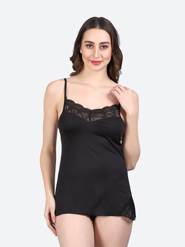Fleurt Black Forbe Lycra Honey Moon Dress Dress for Women HOBF-BD-0143-BK