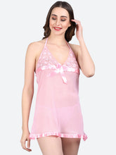 Fleurt Pink Spendex Net Baby Doll Dress for Women HOBF-BD-142-PK