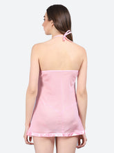 Fleurt Pink Spendex Net Baby Doll Dress for Women HOBF-BD-142-PK