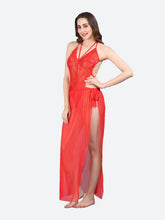 Fleurt Red Spendex Net Baby Doll Dress for Women HOBF-BD-SLG-RD