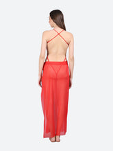 Fleurt Red Spendex Net Baby Doll Dress for Women HOBF-BD-SLG-RD