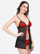 Fleurt Black Spendex Net Honey Moon Dress Dress for Women HOBF-BD-0128-RD-BK