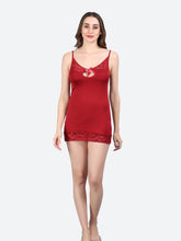 FLEURT Maroon Nylon Babydoll With Thong Panty For Women FLT-BD-0118-MR