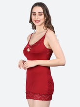 FLEURT Maroon Nylon Babydoll With Thong Panty For Women FLT-BD-0118-MR