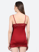 FLEURT Maroon Nylon Babydoll With Thong Panty For Women FLT-BD-0118-MR