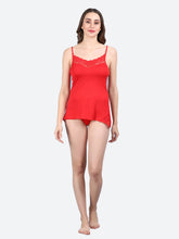Fleurt Red Forbe Lycra Honey Moon Dress Dress for Women HOBF-BD-0143-RD