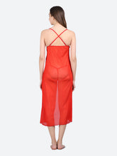 Fleurt Red Spendex Net Baby Doll Dress for Women HOBF-BD-201-LG-RD