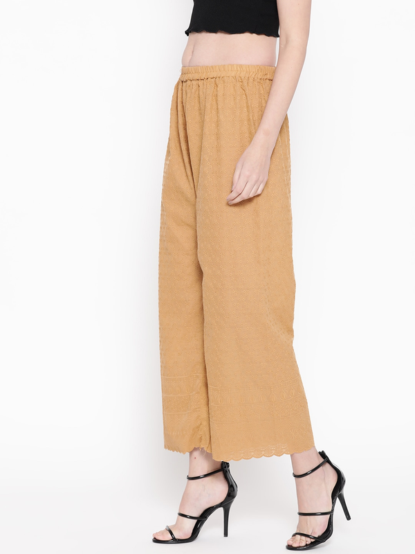 Fleurt Breathable Cotton Chikan Palazzo for Summer HOBK275