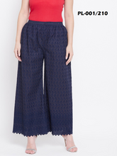 Fleurt Stylish Cotton Chikan Palazzo Pants for Women HOBK279