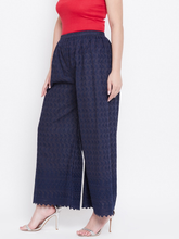 Fleurt Stylish Cotton Chikan Palazzo Pants for Women HOBK279