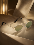 Prime Brown Oval One Size Metal UV Sunglasses-OL137BR