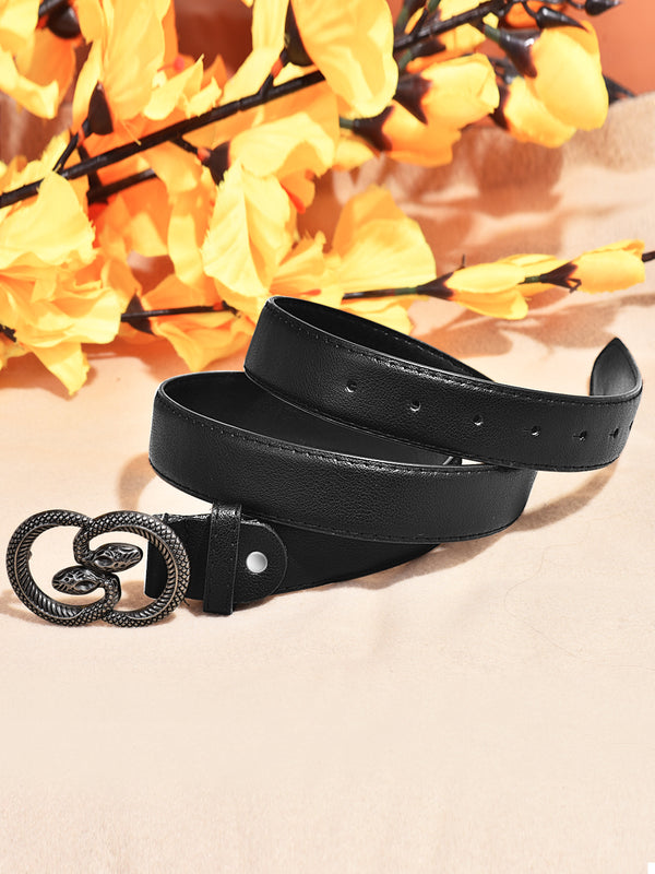 Sandy D Carter Women Black Artificial Leather Stylish Waist Belt for Jeans & Dress SDC-017-BK