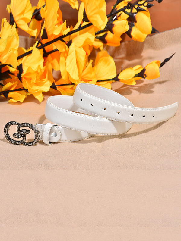 Sandy D Carter Women White Artificial Leather Stylish Waist Belt for Jeans & Dress SDC-017-WH