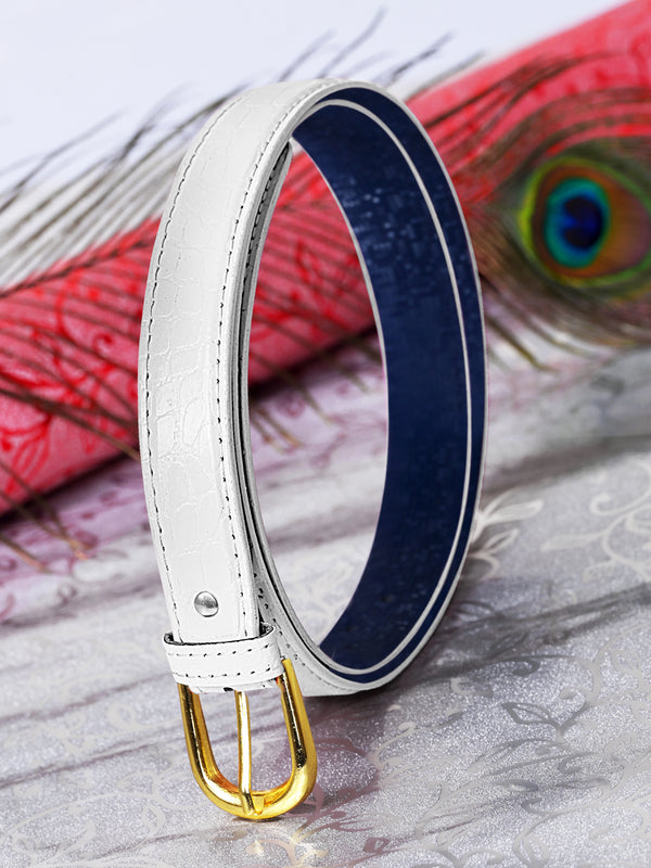 Sandy D Carter Women White Artificial Leather Waist Belt for Jeans & Formal Paint SDC-030-WH