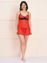 Fleurt Red Spendex Net Honey Moon Dress Dress for Women HOBF-nbe01016-RD
