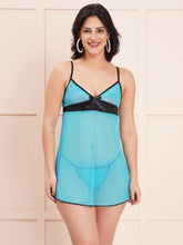 Fleurt Sky Blue Spendex Net Honey Moon Dress Dress for Women HOBF-nbe01016-S.BL