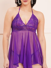 Fleurt Purple Power Net Premium Baby Doll Dress for Women Fleurt25-BD-138-PR
