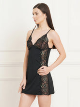 Fleurt Black Forbe Lycra Baby Doll Dress for Women HOBF-8120-BK