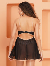 Fleurt Black Spendex Net Honey Moon Dress Dress for Women HOBF-Pad patch -BK