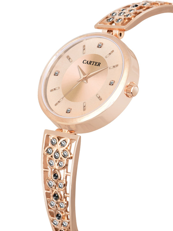 Sandy D Carter Metal Rose Gold Analogue Round Watches for Women_Sandy D Carter-223-RG