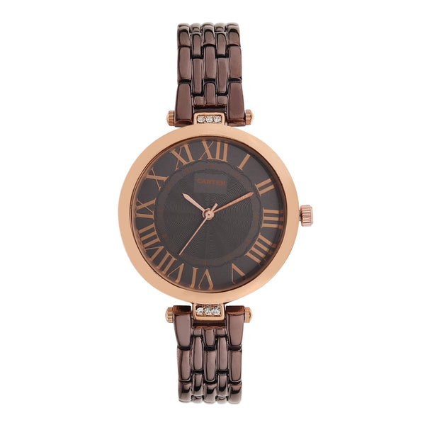 Sandy D Carter Metal Black Analogue Round Watches for Women_SDC24-11-BK2