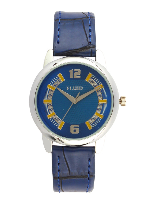 Fluid  Blue Round Leather Strap Analog Watches for Women FLWatch23-771L-BL01