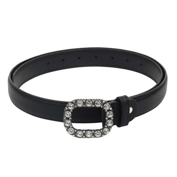 Sandy D Carter Women Black Artificial Leather Stylish Waist Belt for Jeans & Dress SDC-016-BK