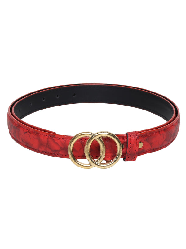 Sandy D Carter Women Red Synthetic Leather Waist Belt for Jeans & Formal Paint SDC-22-532-RD