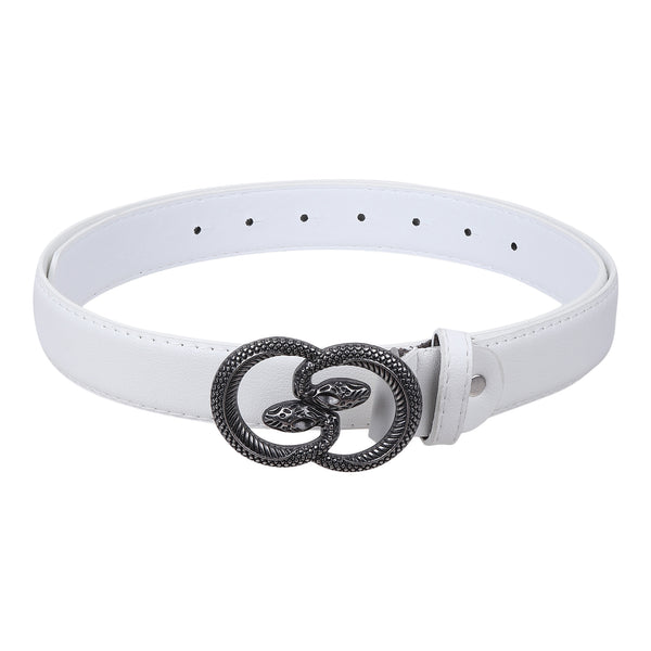 Sandy D Carter Women White Artificial Leather Stylish Waist Belt for Jeans & Dress SDC-017-WH