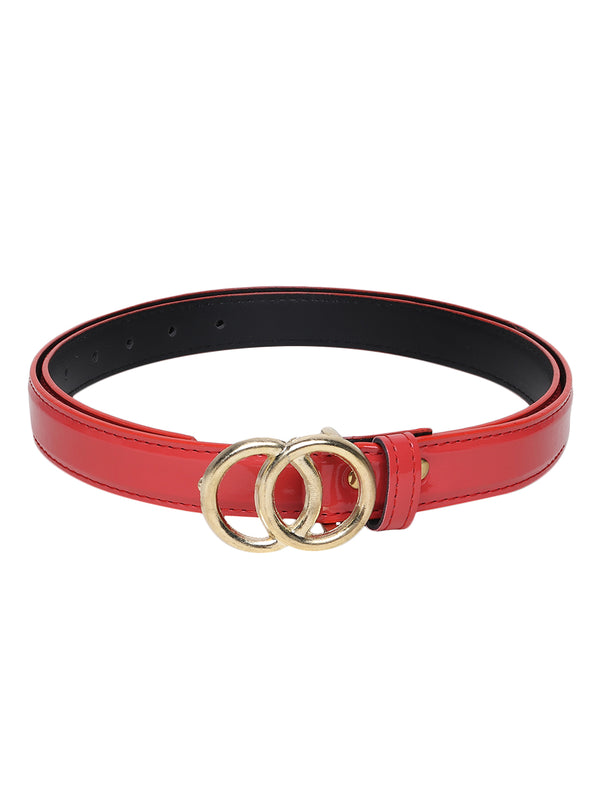 Sandy D Carter Women Red Synthetic Leather Waist Belt for Jeans & Formal Paint SDC-22-536-RD