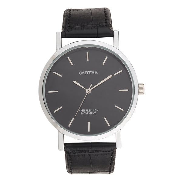 Sandy D Carter Synthetic Black Analogue Round Watches for Men_SDC24-114G-BK