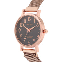 Sandy D Carter Metal Rose Gold Analogue Round Watches for Women_SDC24-74-RG-BK