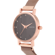 Sandy D Carter Metal Rose Gold Analogue Round Watches for Women_SDC24-71-RG-BK