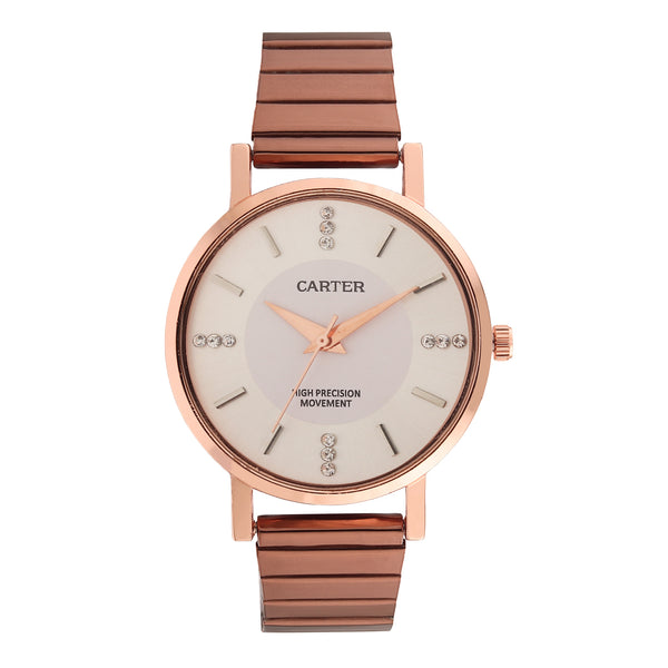 Sandy D Carter Metal Rose Gold Analogue Round Watches for Women_Sandy D Carter-87-RG-SL