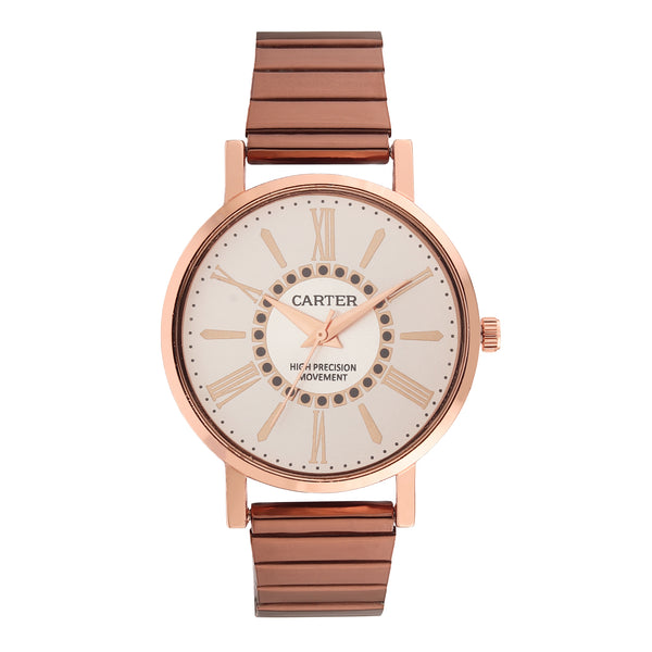 Sandy D Carter Metal Rose Gold Analogue Round Watches for Women_Sandy D Carter-81-RG-WH