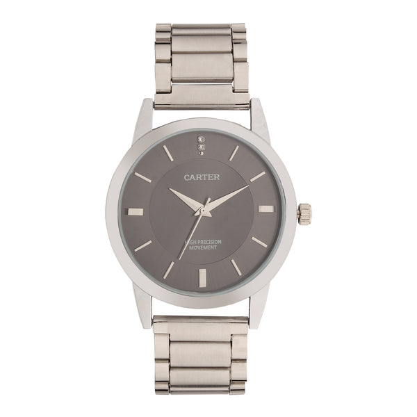 Sandy D Carter Metal Grey Analogue Round Watches for Men_SDC24-101-GRY